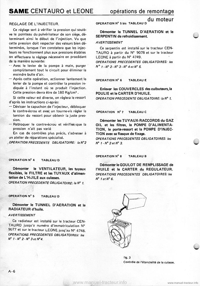 Quatrième page du Manuel réparation Same Centauro Leone