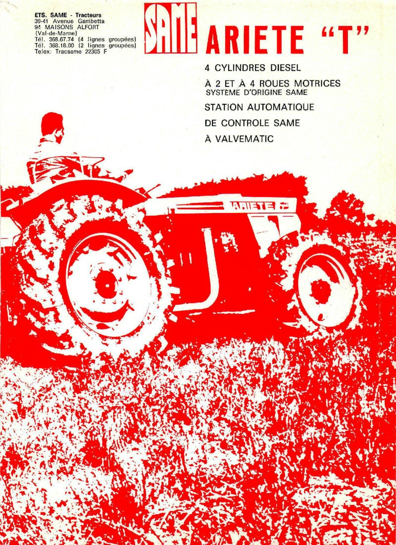 Première page du Notice d'entretien tracteur Same ARIETE T