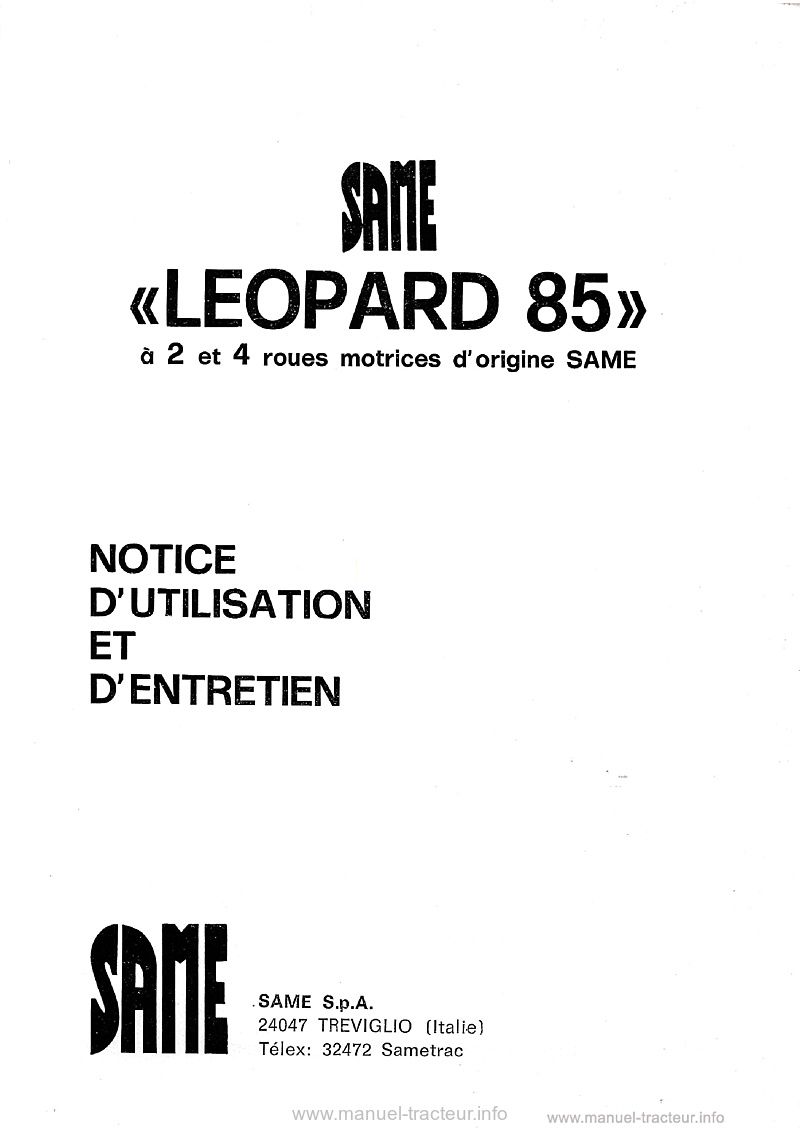 Deuxième page du Livret entretien Same Leopard 85
