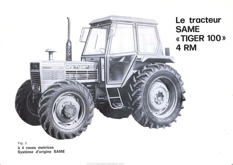 Quatrième page du Livret entretien tracteur Same Tiger 100