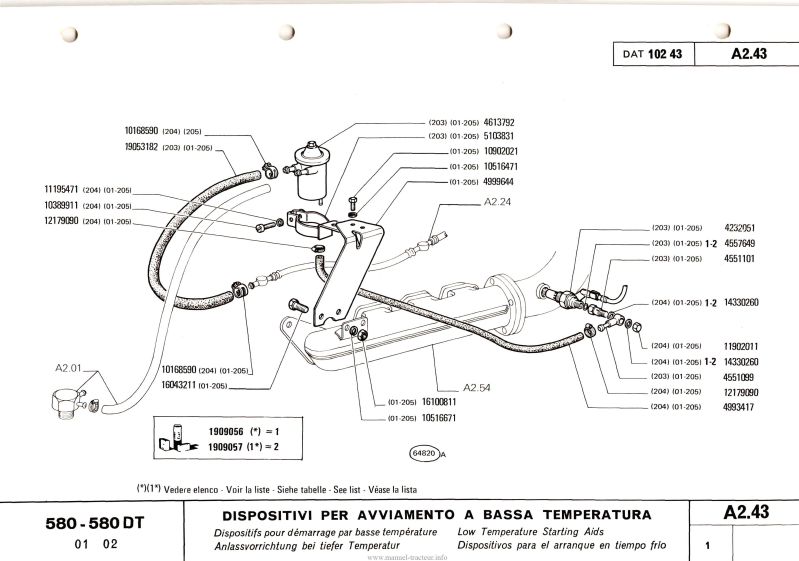 Sixième page du Catalogue pièces détachées Fiat 580 580DT