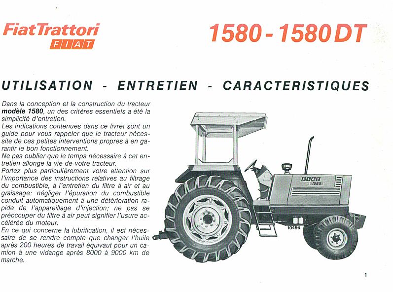 Troisième page du Notice entretien FIAT SOMECA 1580 