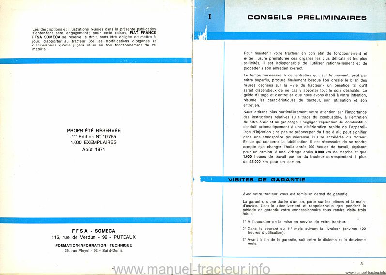 Troisième page du Guide entretien SOMECA 350