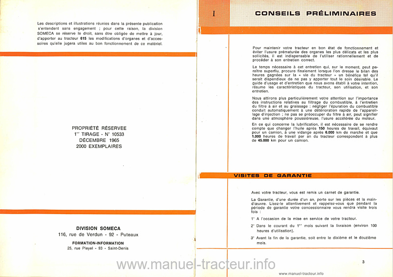 Troisième page du Guide entretien SOMECA 615