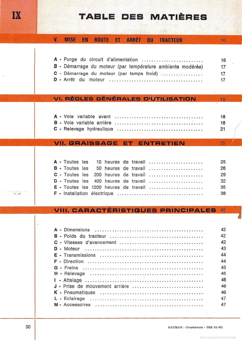 Troisième page du Guide entretien Someca 750 TD