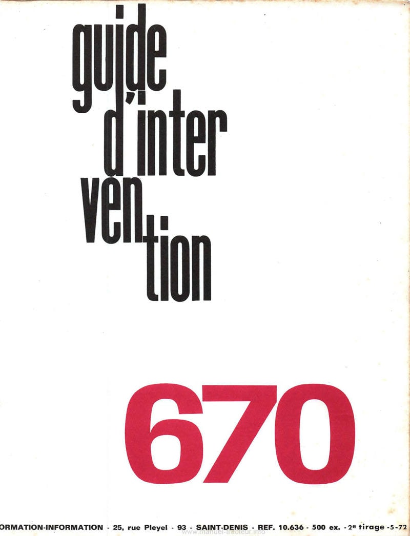 Deuxième page du Guide d'intervention tracteur Someca Fiat 670