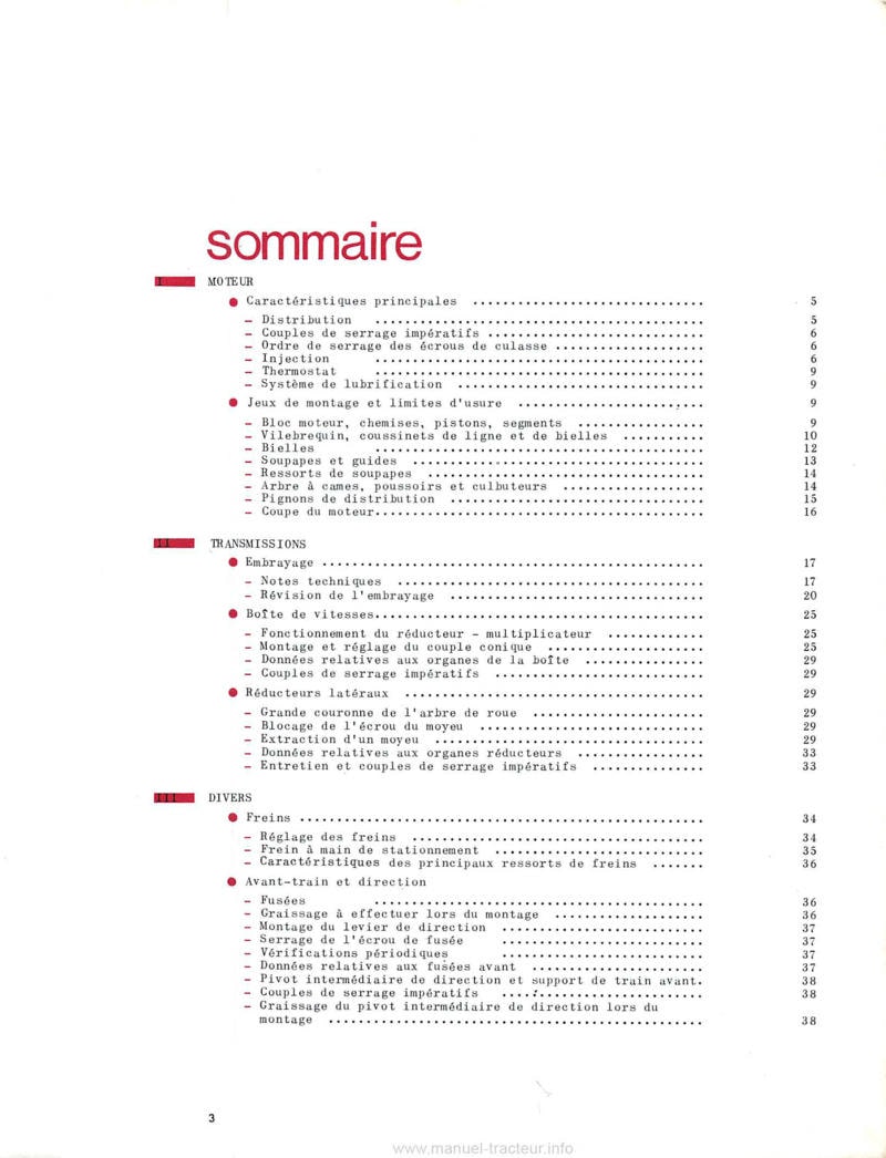 Troisième page du Guide d'intervention tracteur Someca Fiat 670