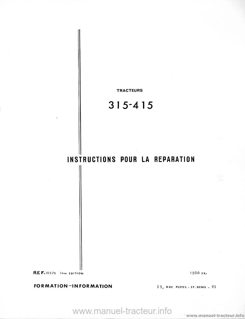 Deuxième page du Guide réparation SOMECA 315 415