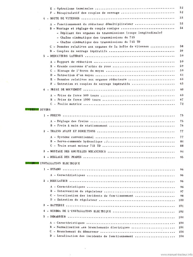 Troisième page du Manuel d'intervention Someca 715