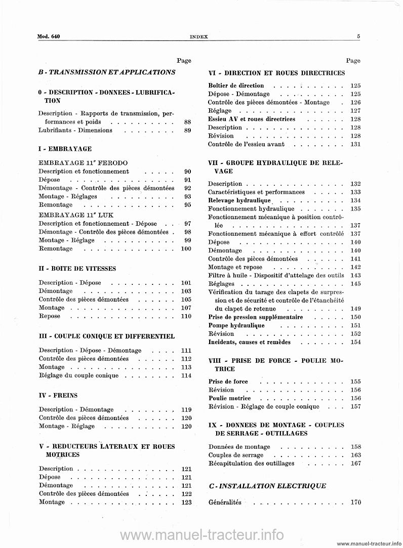 Sixième page du Manuel réparation FIAT 480-480DT 500-500DT 540-540DT 640-640DT 