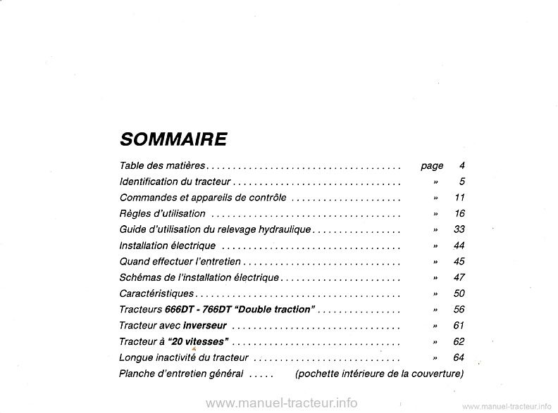 Première page du Notice entretien Fiat 666 766 DT