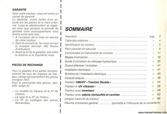 Deuxième page du Notice entretien FIAT SOMECA 1280 1280 DT