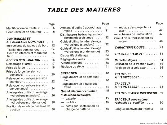 Quatrième page du Notice entretien SOMECA 580