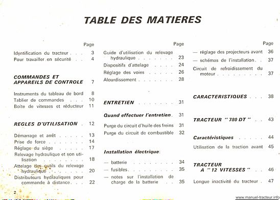 Quatrième page du Notice entretien SOMECA 780 DT