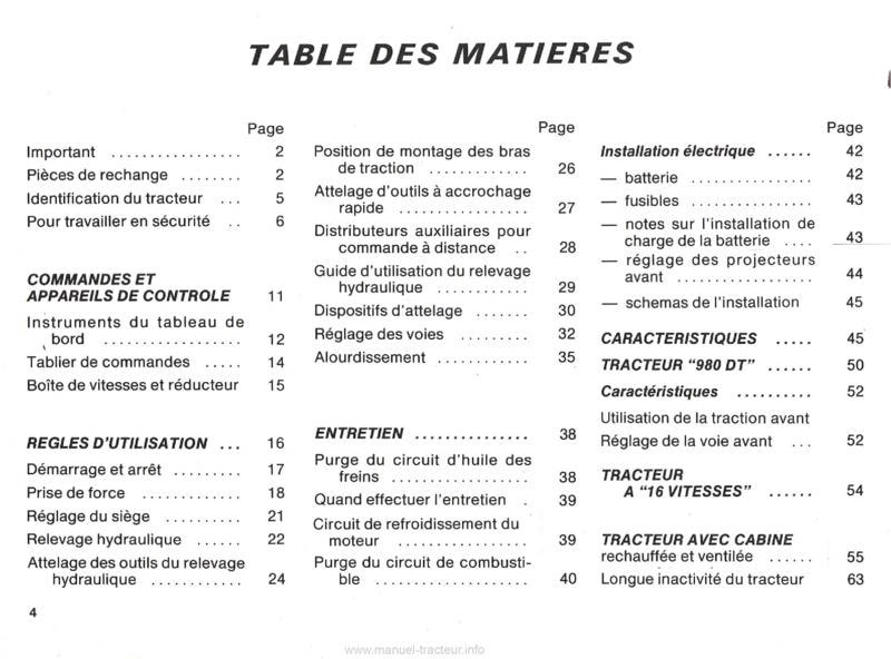 Extrait du guide de réparation - Notice d'entretien tracteur Someca Fiat 980