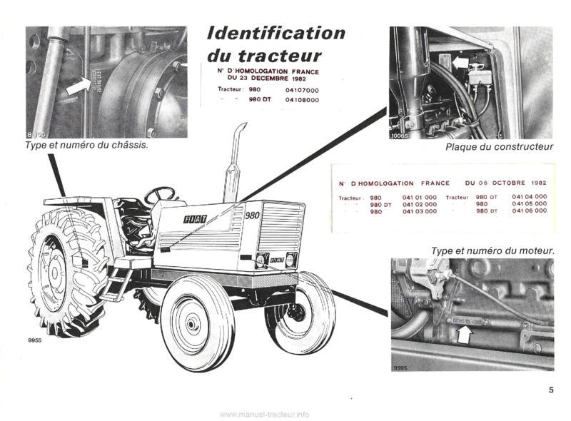 Extrait de la notice technique - Notice d'entretien tracteur Someca Fiat 980