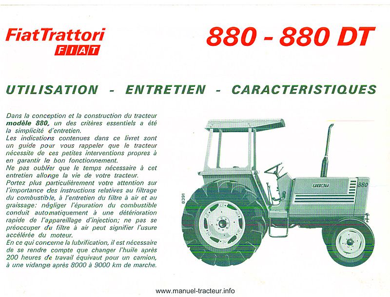 Troisième page du Notice entretien FIAT SOMECA 880 880 DT