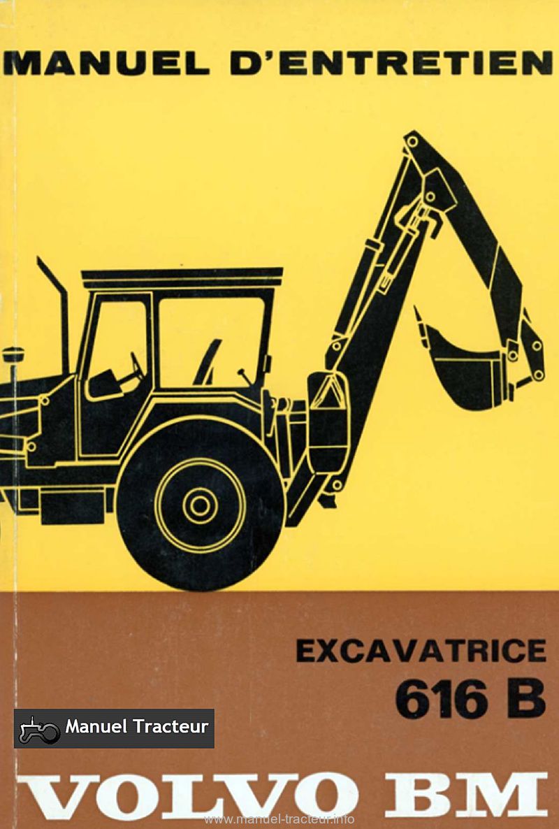 Première page du Manuel entretien VOLVO BM 616 B excavatrice