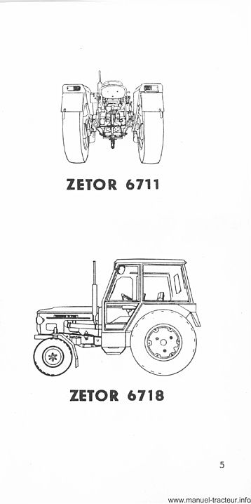 Sixième page du Guide entretien ZETOR 4712 4718 5711 5718 5745 5748 6711 6718 6745 6748