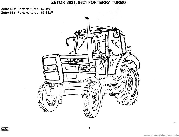 Cinquième page du Guide d'entretien et d'utilisation Zetor 8621 8641 9621 8641 10641 11641