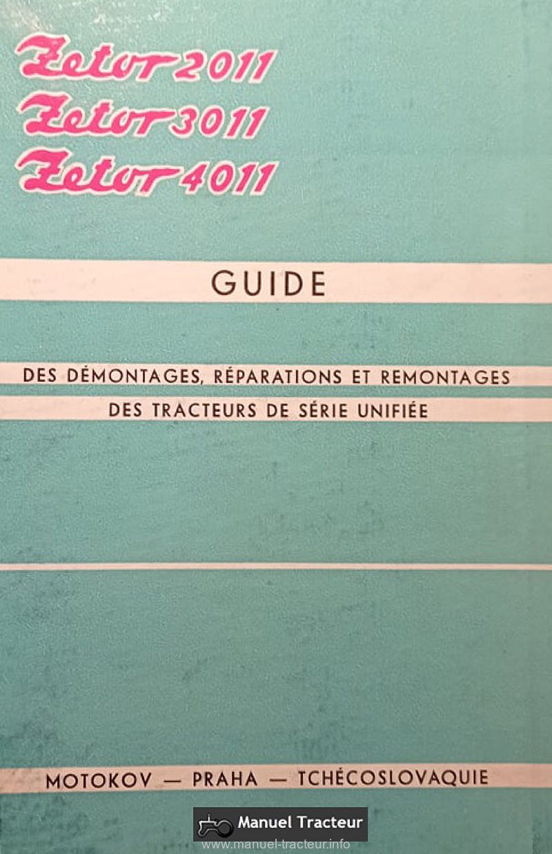 Première page du Manuel réparation Zetor 2011 3011 4011