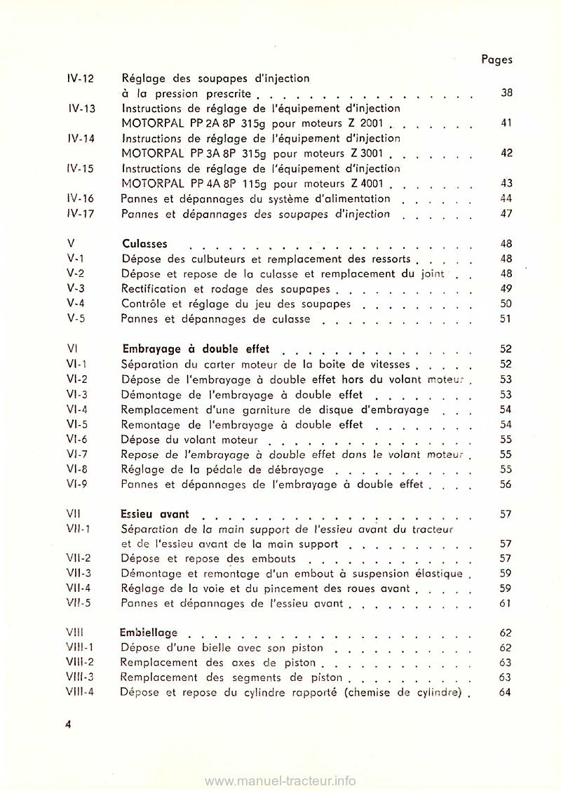 Troisième page du Manuel réparation Zetor 2011 3011 4011