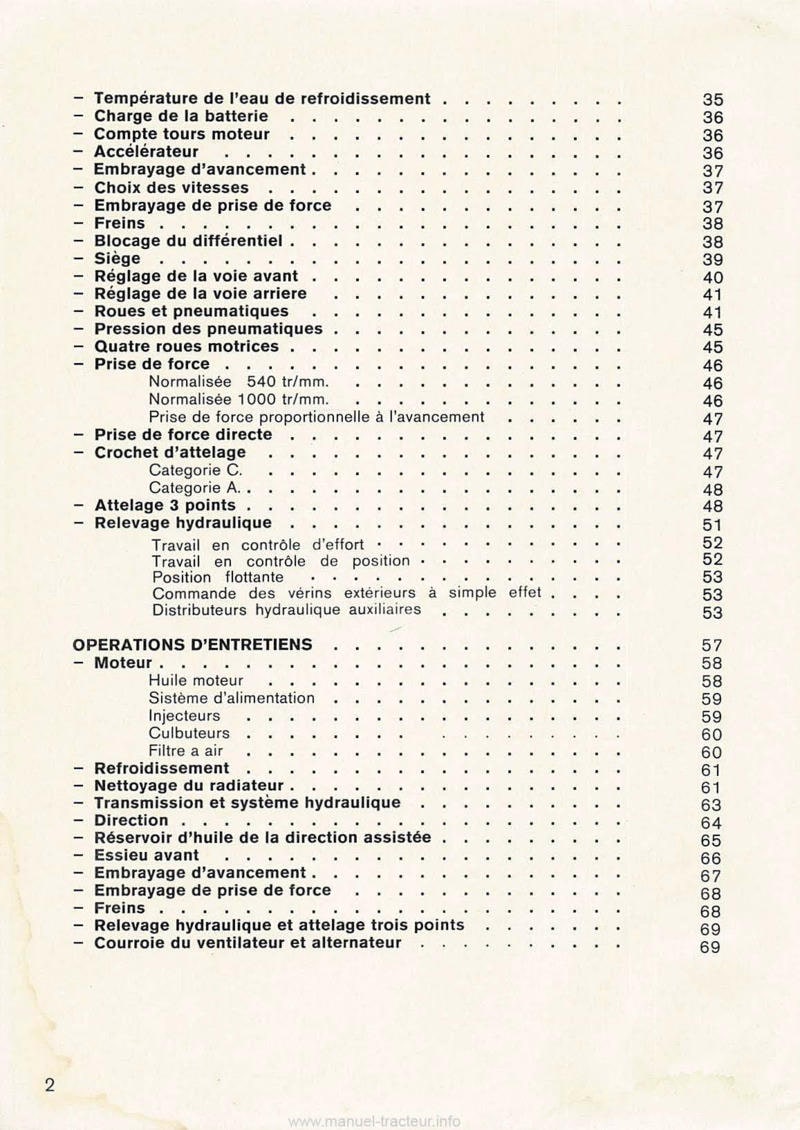 Page 2 du manuel d'atelier - Livret entretien tracteurs Landini 5500 6500 7500 8500