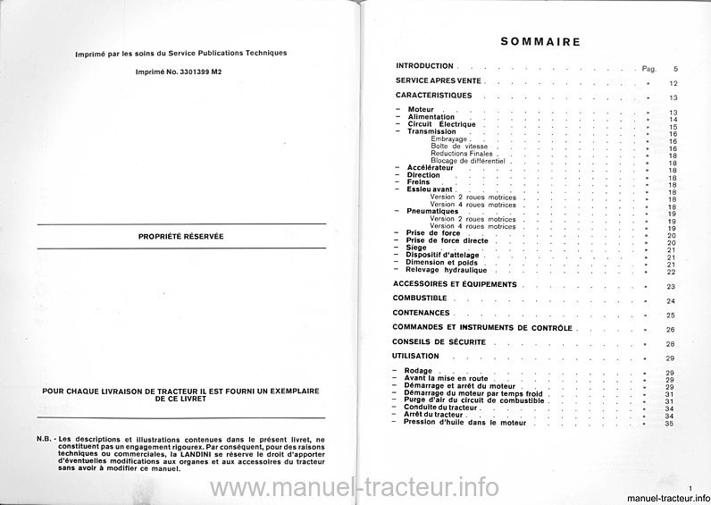 Troisième page du Notice entretien LANDINI 6550 7550 8550