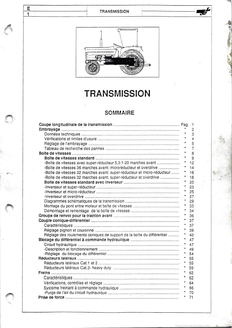 Huitième page du Manuel Atelier LANDINI Série 60 70 80