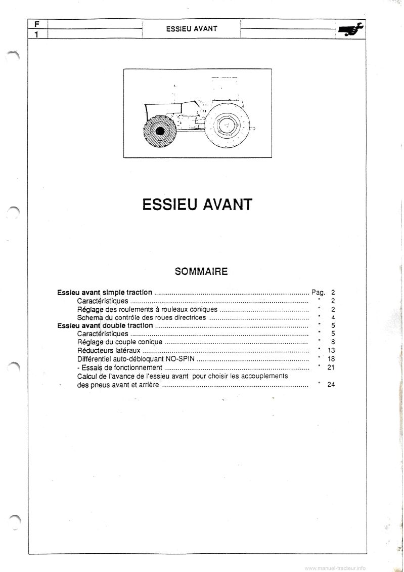 Neuvième page du Manuel Atelier LANDINI Série 60 70 80