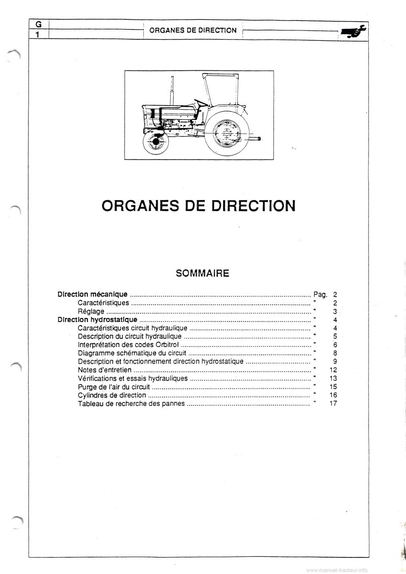 Dixième page du Manuel Atelier LANDINI Série 60 70 80