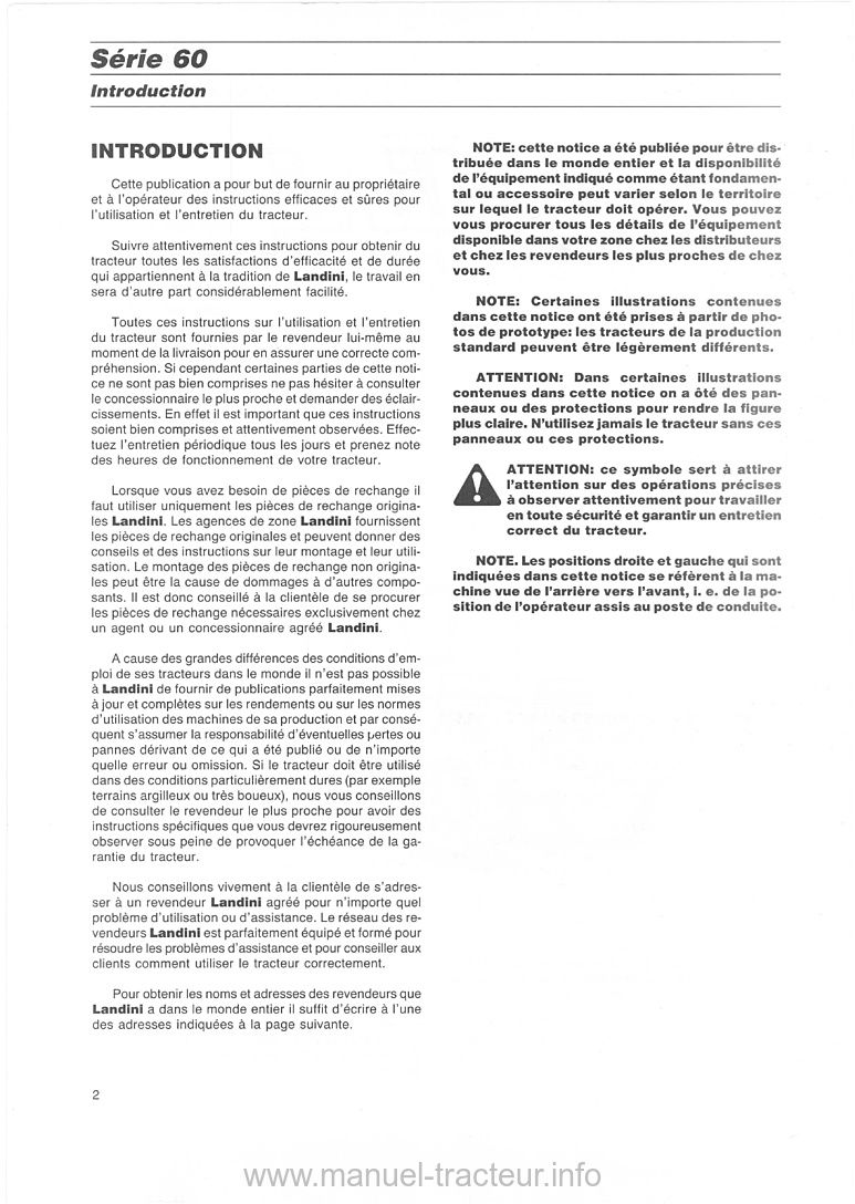 Quatrième page du Notice entretien LANDINI 5860 6060 6860 7860 8860