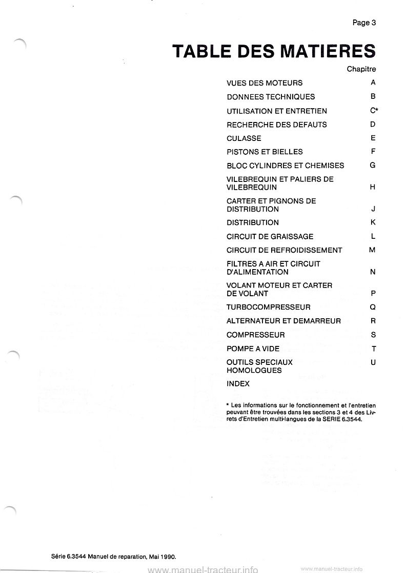 Deuxième page du Manuel de réparation Moteurs Perkins T6.3544, 6.3544 et 6.3724