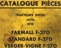 Catalogue de pièces de rechange tracteur farmall IH 270
