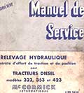 Manuel de service tracteurs Mc Cormick IH 323, 353 et 423 - Relevage hydraulique
