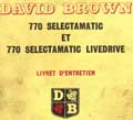 Livret entretien tracteur David Brown 770 Selectamatic