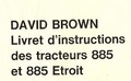 Livret d'instructions tracteurs david brown 885 Etroit