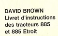 Livret d'instructions tracteurs david brown 885 etroit