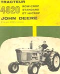 tracteur John Deere 4020 - livret d'entretien