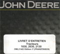 tracteur John Deere 1830 2030 2130 - livret d'entretien