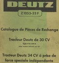 catalogue pièces de rechange tracteur Deutz 30 et 34 chevaux