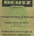 Catalogue pièces de rechange tracteur DEUTZ 30 et 34 chevaux