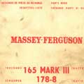 Catalogue pièces détachées tracteur massey ferguson 165 Mark III 178-8