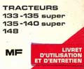 livret entretien tracteur Massey Ferguson MF 133-135 135-140 super 148