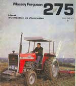 tracteur massey ferguson 275 livret d'entretien