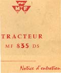 massey ferguson tracteur 835 notice d'entretien