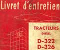 livret d'entretien tracteur Mc Cormick international D-322 D-326