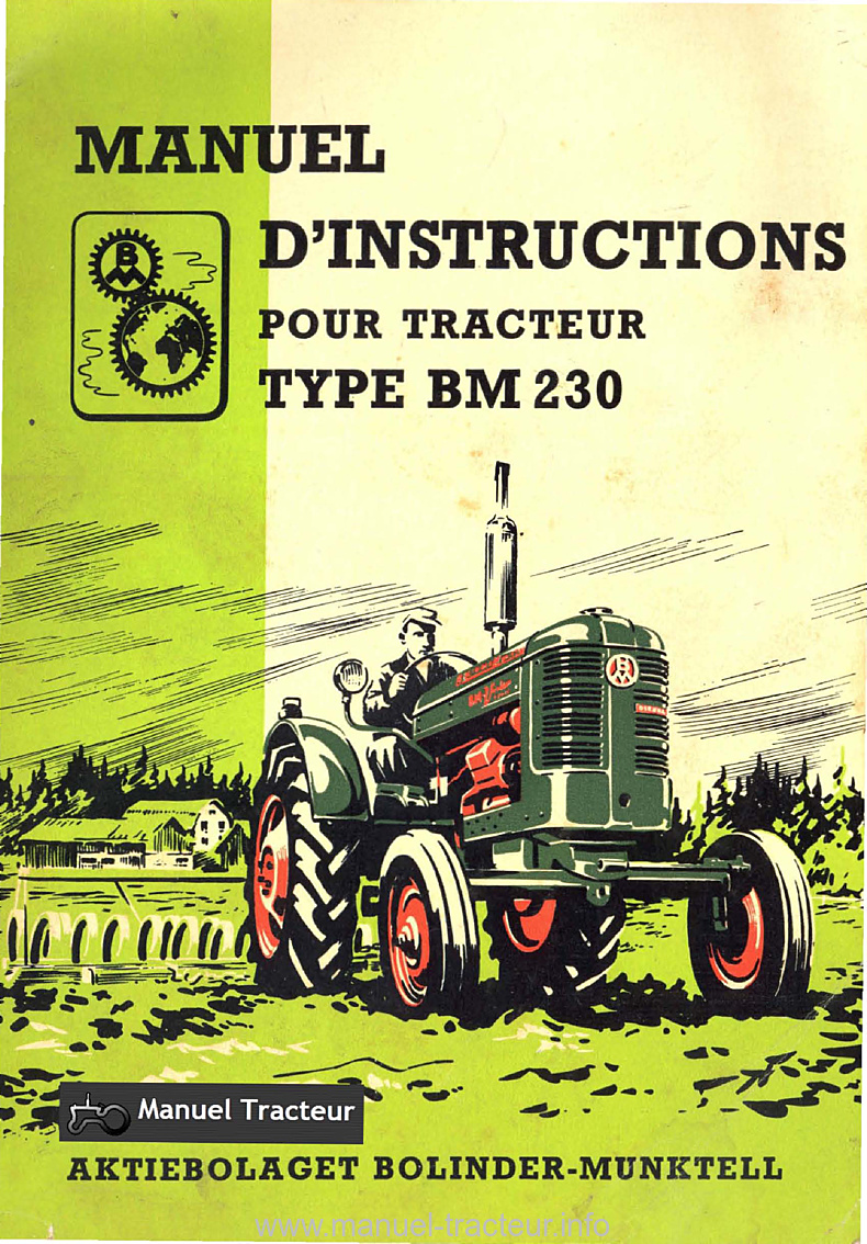 Première page de la revue technique - Manuel d'instructions tracteur Bolinder BM 230