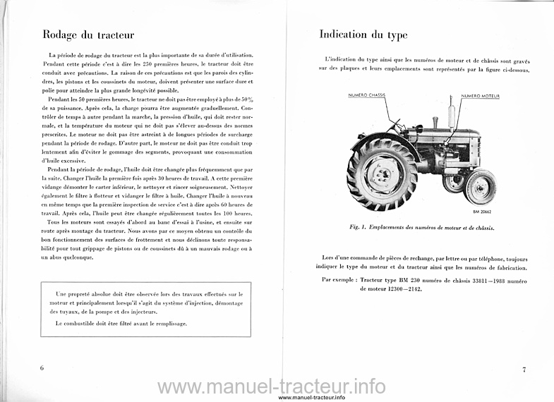 Extrait de la notice technique - Manuel d'instructions tracteur Bolinder BM 230