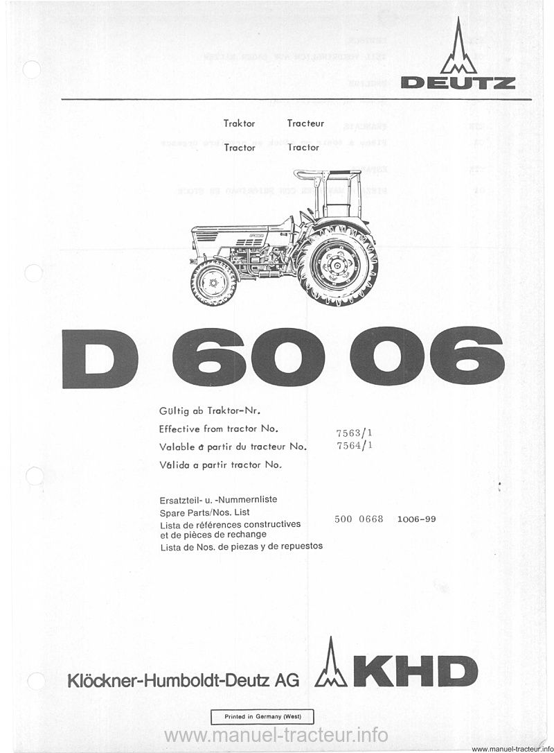 Quatrième page du Catalogue pièces rechange DEUTZ D 6006